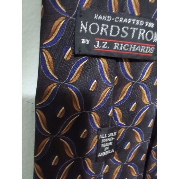 Jz Richards Nordstrom Tie Abstract Multicolor Black Purple Brown 100% Silk - Picture 3 of 7